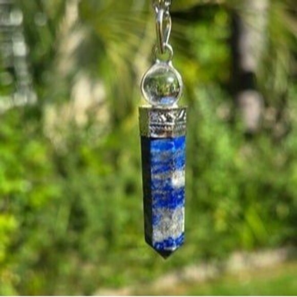 Sphere Lapis Lazuli Crystal Point Pendant - Picture 4 of 4